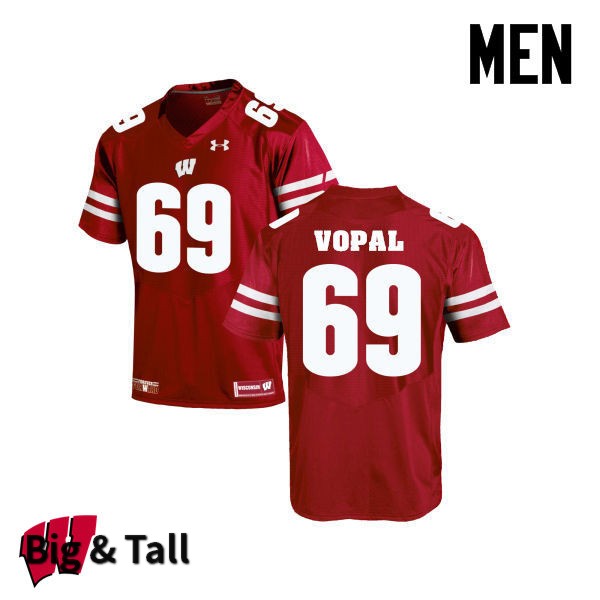 Wisconsin Badgers Men's #69 Aaron Vopal NCAA Under Armour Authentic Red Big & Tall College Stitched Football Jersey HV40N78WU
